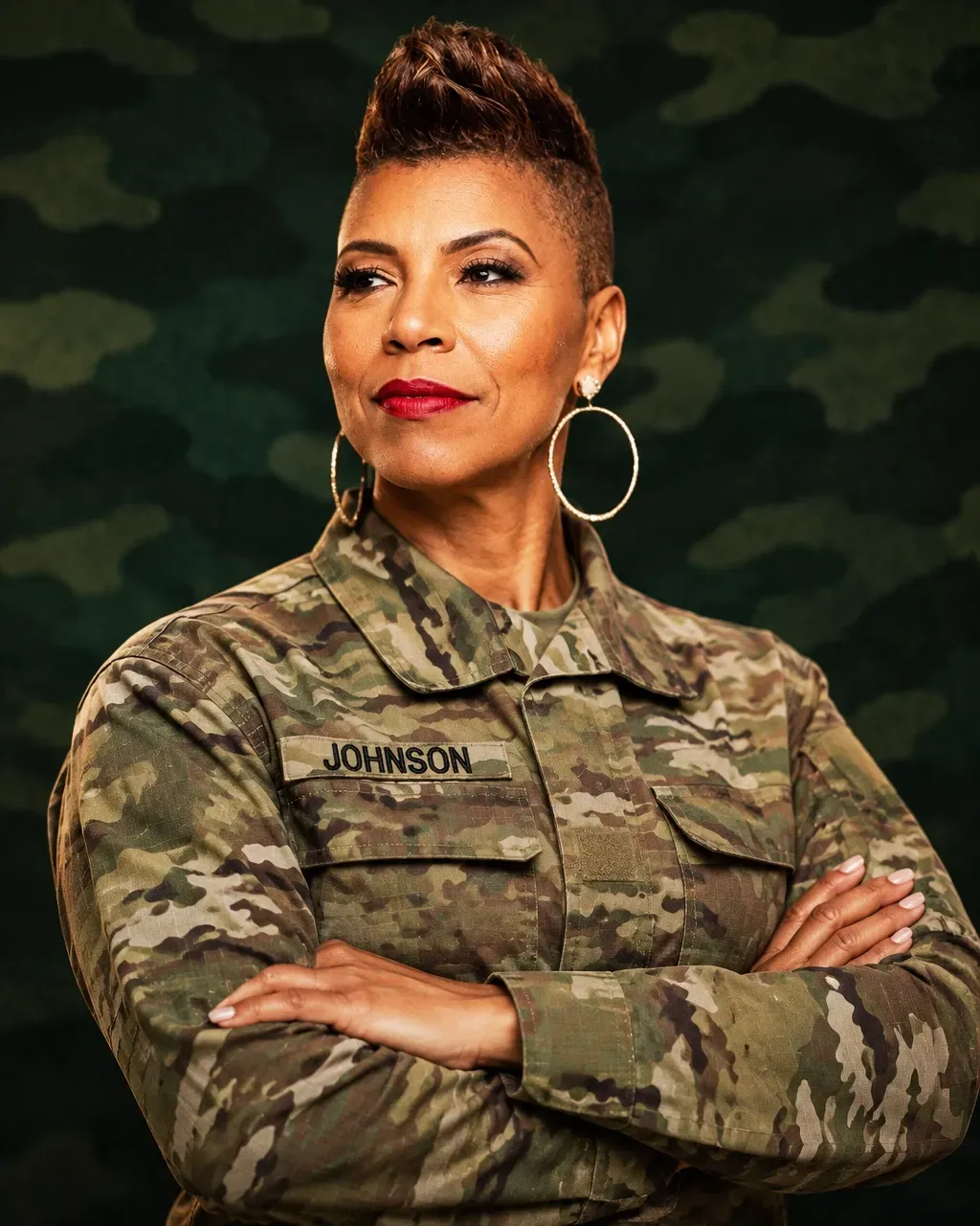 Pastor Elect Elder Tara B. Johnson in camouflage