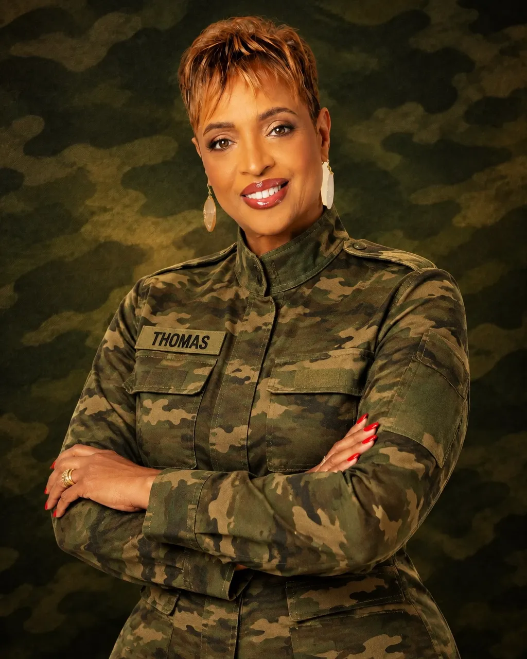 Pastor Rose Thomas in camouflage